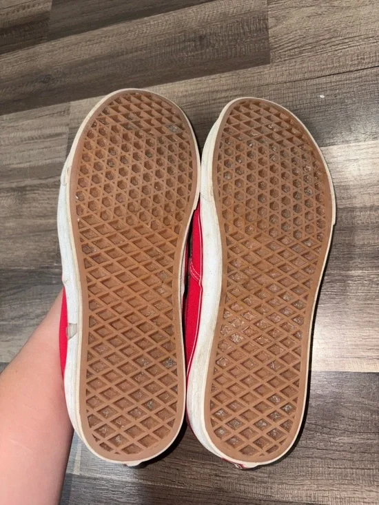 Vans Red Low-Top Canvas Sneakers with White Accents - Picture 4 of 5